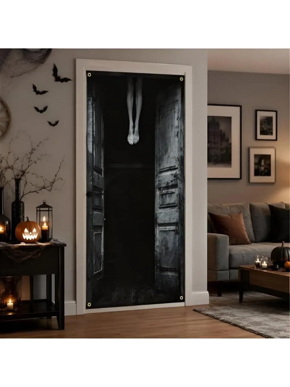 Halloween Door Cover Halloween Door Decorations 71X35 inch Scary Door Cover